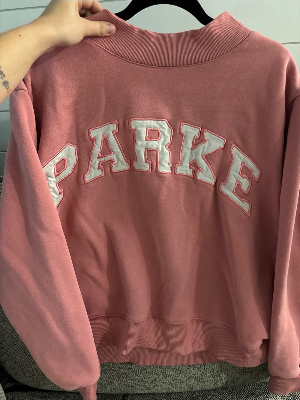 Parker Dusty Pink Pullover Sweatshirt with White Appliqué - Picture 2 of 3